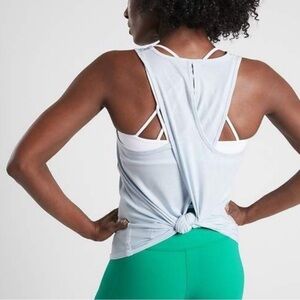Size XS Athleta Essence Tie Back Tank Top Athletic Gym Workout WhiteNWT